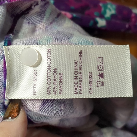 TRADITION* vintage long sleeve button front cardigan tie dye look purple teal L - Picture 14 of 15